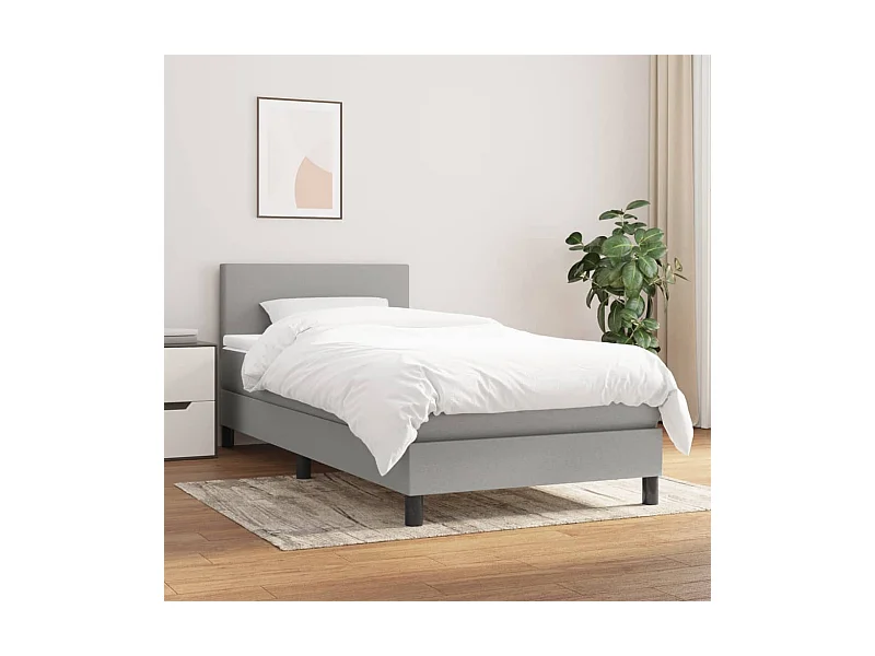 Conjunto Boxspring - 100x200 cm + Somieres + colchón tela gris claro ES37786