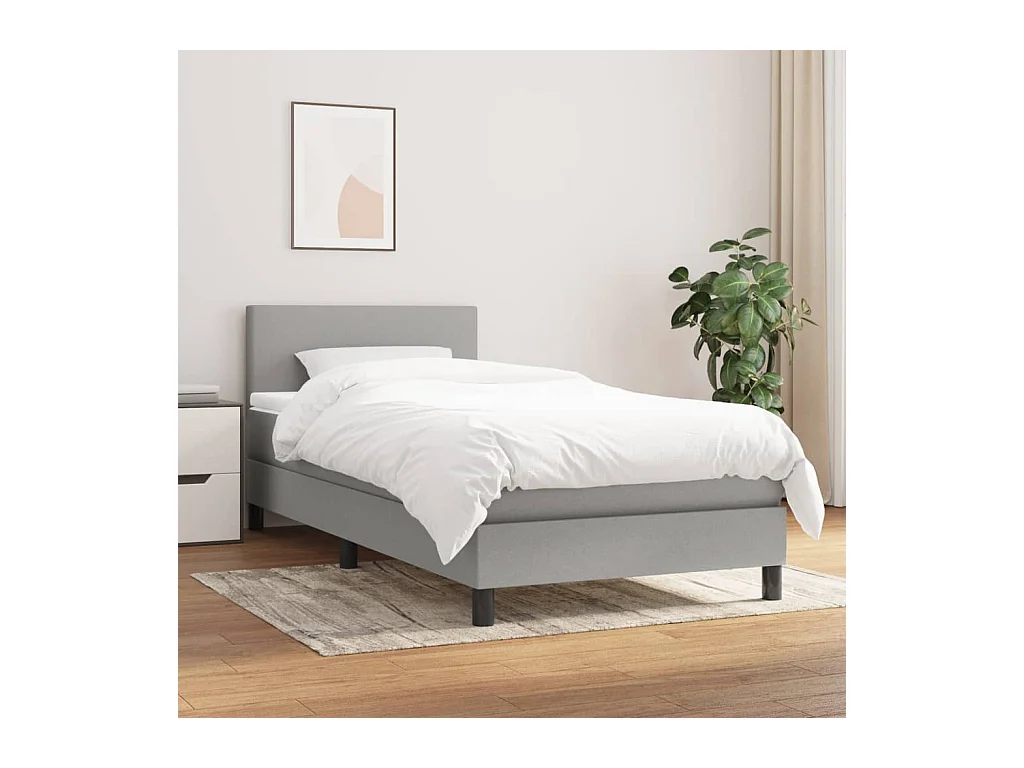 Ensemble complet boxspring - 100x200 cm + sommier tapissier + matelas Gris clair Tissu SRGW55540