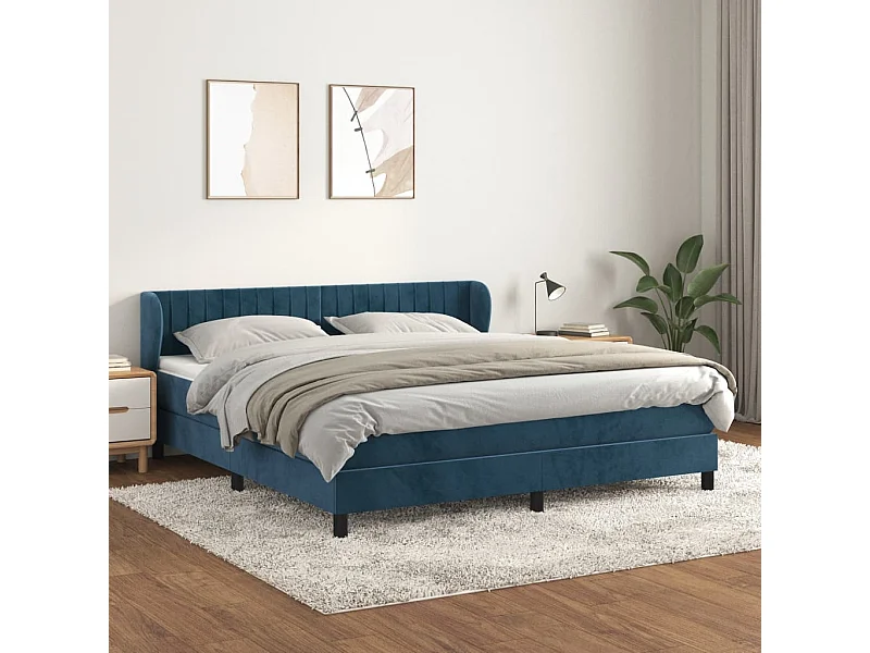 Boxspringbett mit Matratze,Bett für Schlafzimmer Dunkelblau 180x200 cm Samt -CFW55277