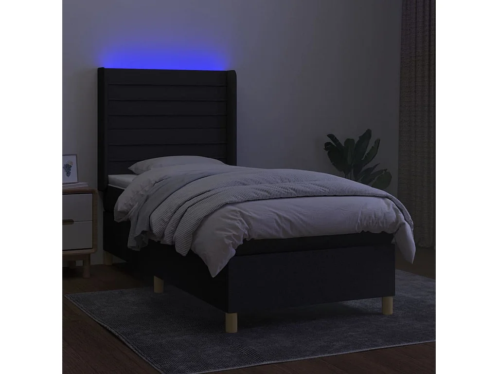 LED-Boxspringbett mit Matratze,Bett für Schlafzimmer Schwarz 80x200 cm Stoff -CFW45360