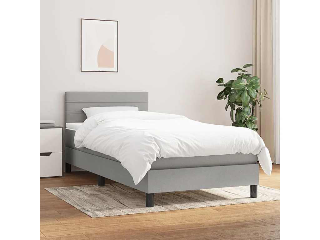 Ensemble complet boxspring - 80x200 cm + sommier tapissier + matelas Gris clair Tissu SRGW20403