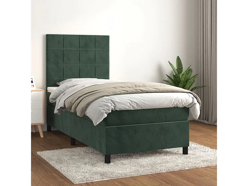 Boxspringbett mit Matratze,Bett für Schlafzimmer Dunkelgrün 90x200 cm Samt -CFW67084