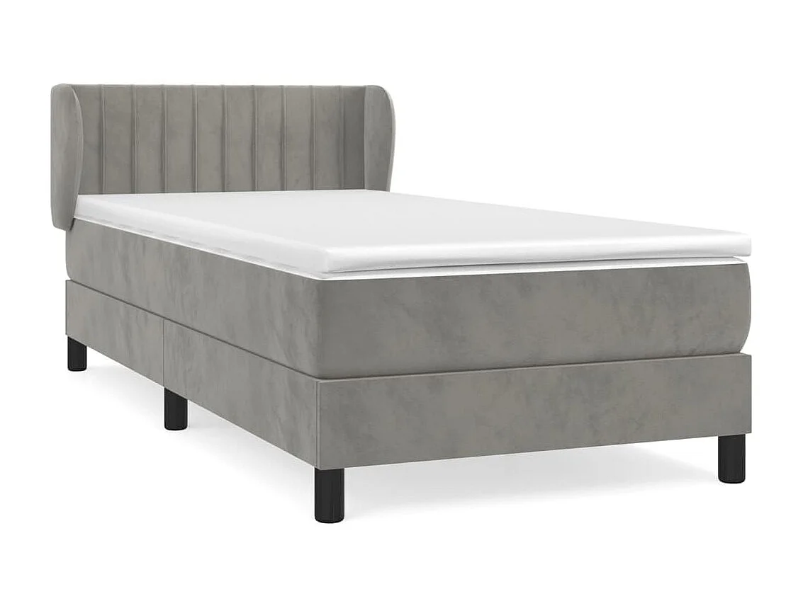 Boxspringbett mit Matratze,Bett für Schlafzimmer Hellgrau 90x190 cm Samt -CFW85198