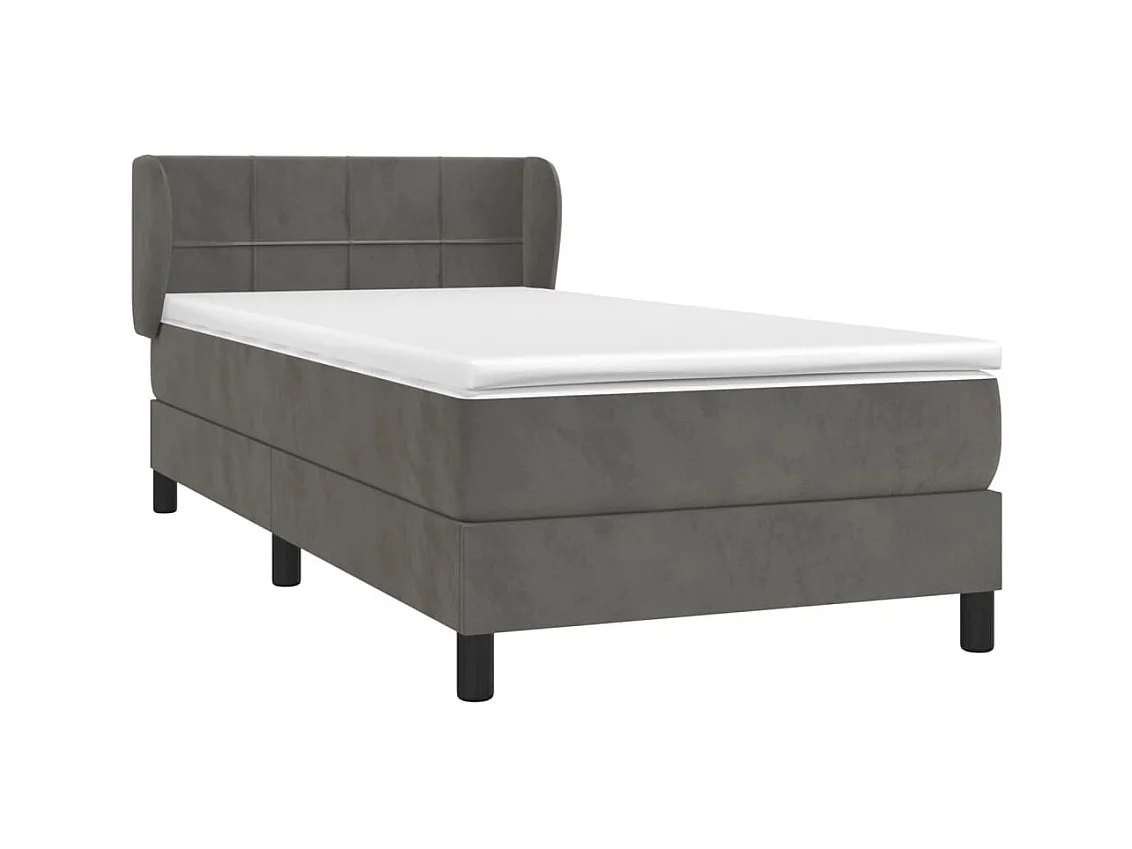 Boxspringbett mit Matratze,Bett für Schlafzimmer Dunkelgrau 90x200 cm Samt -CFW16307