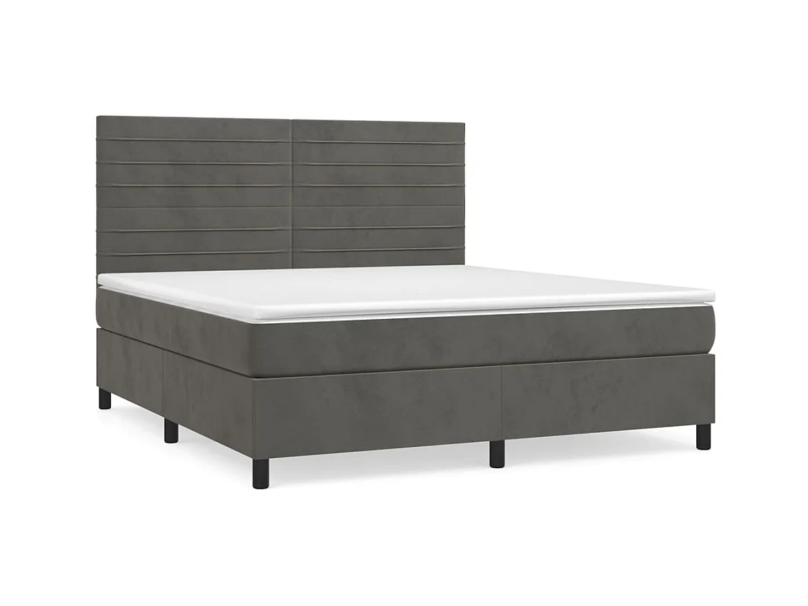 Ensemble complet boxspring - 180x200 cm + sommier tapissier + matelas Gris foncé Velours SRGW50705