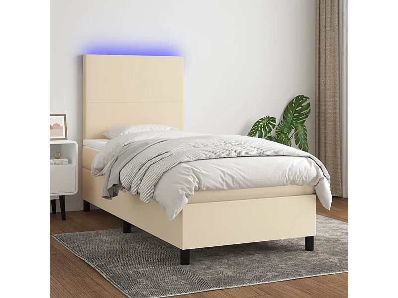LED-Boxspringbett mit Matratze,Bett für Schlafzimmer Creme 90x200 cm Stoff -CFW47531