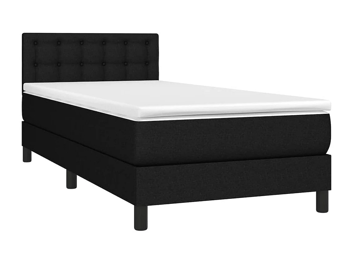 Conjunto Boxspring - 90x200 cm + Somieres + colchón + luces LED tela negro ES43448