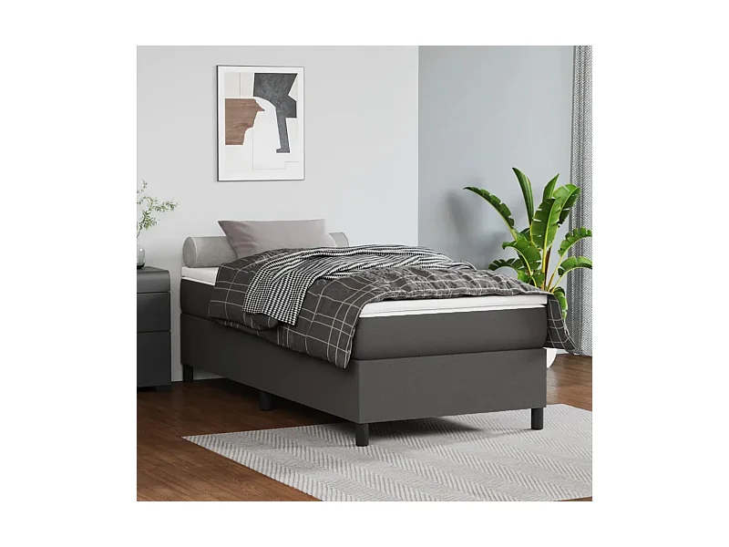 Conjunto Boxspring - 90x200 cm + Somieres + colchón cuero sintético gris ES41458