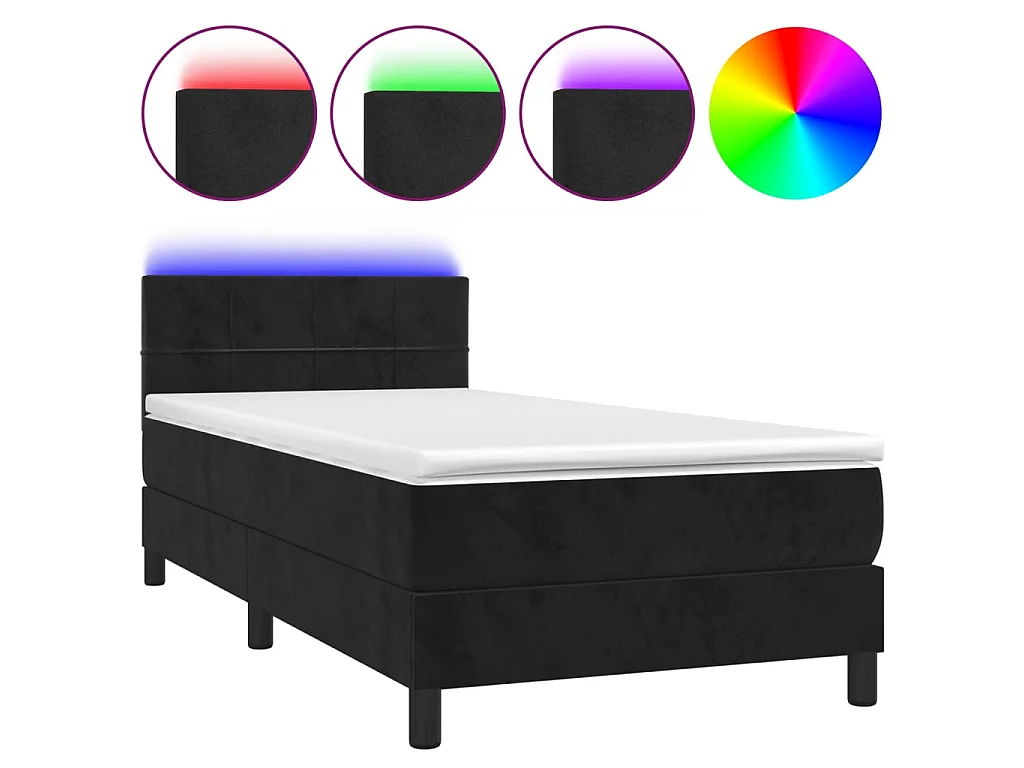 LED-Boxspringbett mit Matratze,Bett für Schlafzimmer Schwarz 90x200 cm Samt -CFW16047