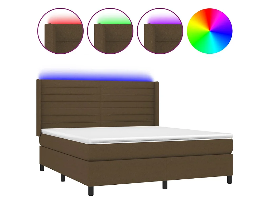 LED-Boxspringbett mit Matratze,Bett für Schlafzimmer Dunkelbraun 160x200 cm Stoff -CFW81020