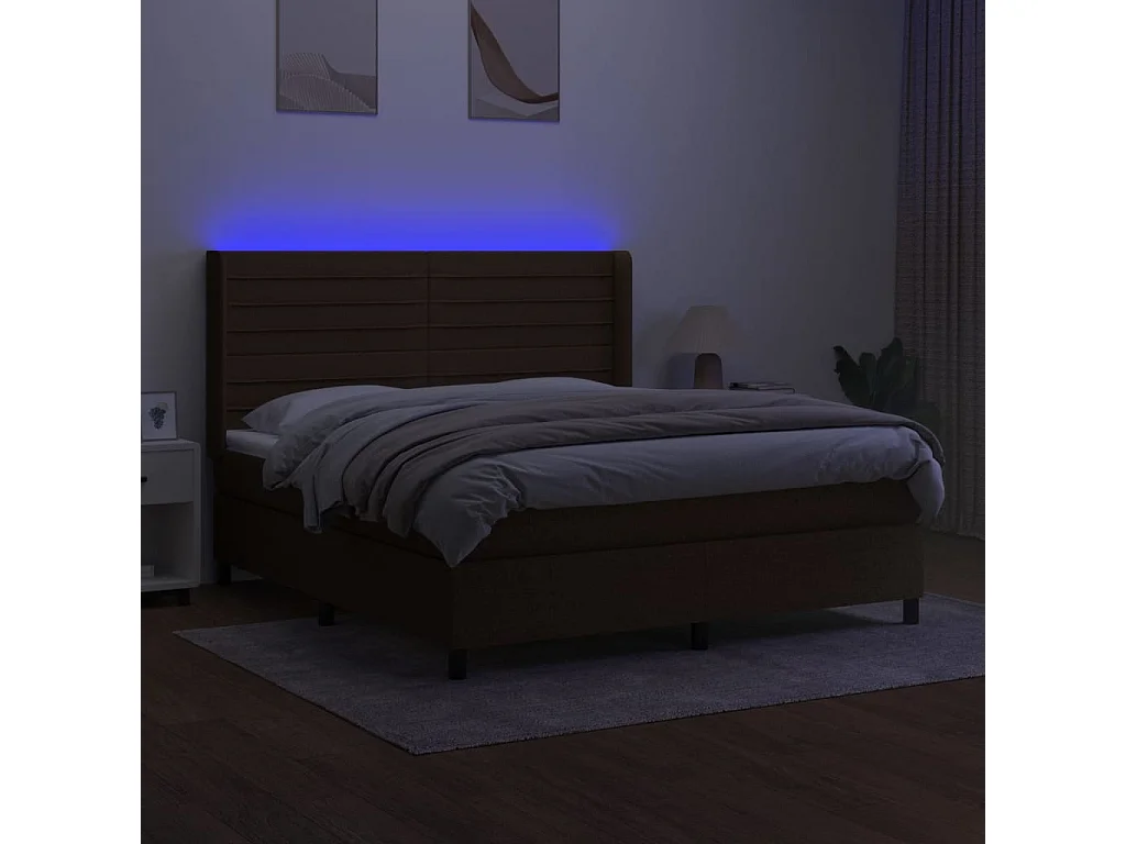 LED-Boxspringbett mit Matratze,Bett für Schlafzimmer Dunkelbraun 160x200 cm Stoff -CFW81020