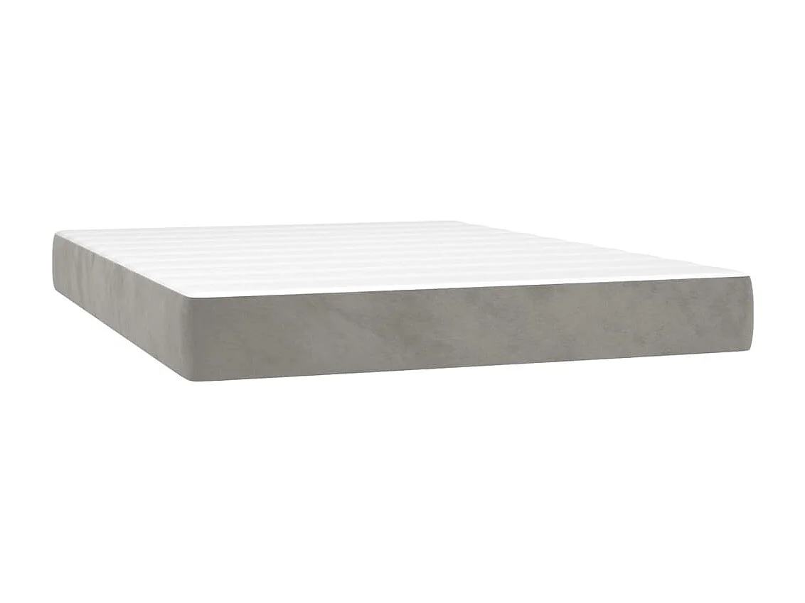 Ensemble complet boxspring - 140x190 cm + sommier tapissier + matelas Gris clair Velours SRGW72309
