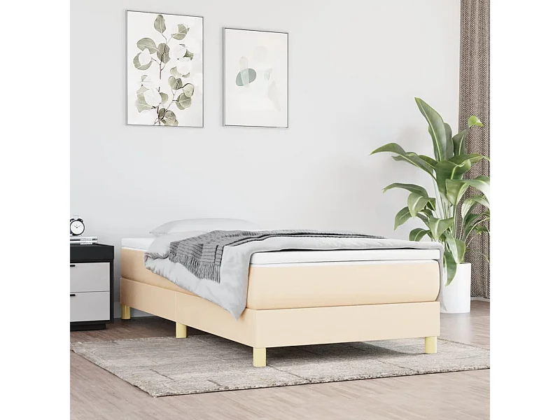 Ensemble complet boxspring - 100x200 cm + sommier tapissier + matelas Crème Tissu SRGW61812