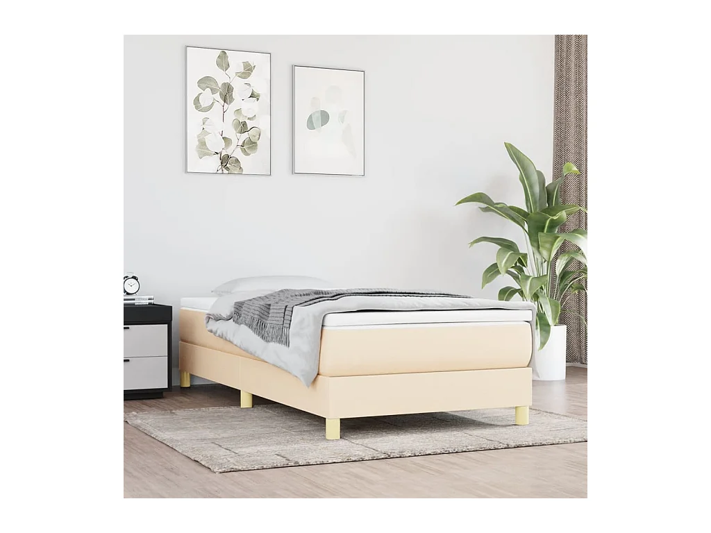 Ensemble complet boxspring - 100x200 cm + sommier tapissier + matelas Crème Tissu SRGW61812