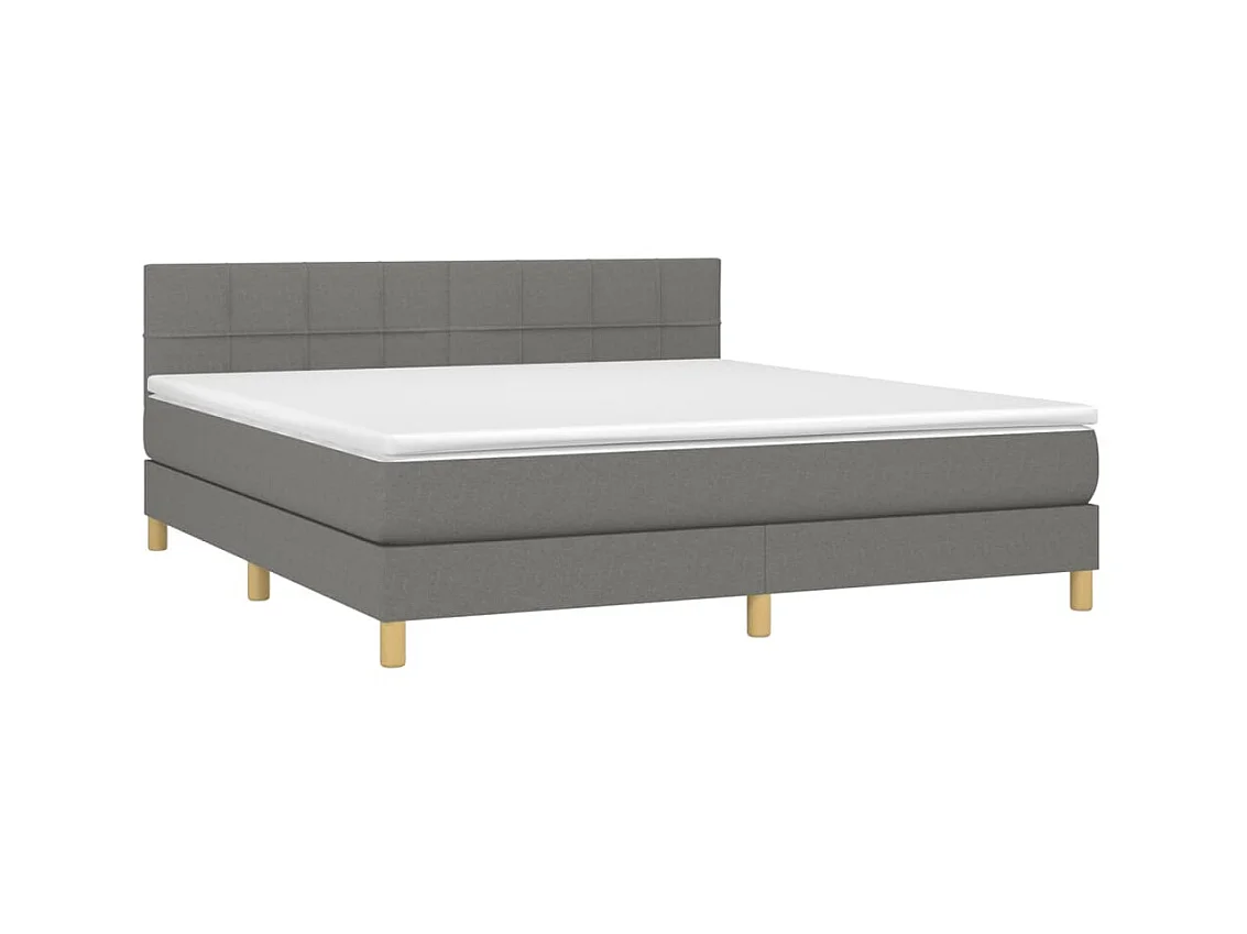 Ensemble complet boxspring - 180x200 cm + sommier à lattes de lit + matelas + LED Gris foncé SRGW28859