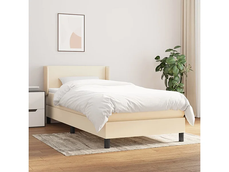 Cama continental com molas+ colchão 100x200 cm tecido cor creme PT604377