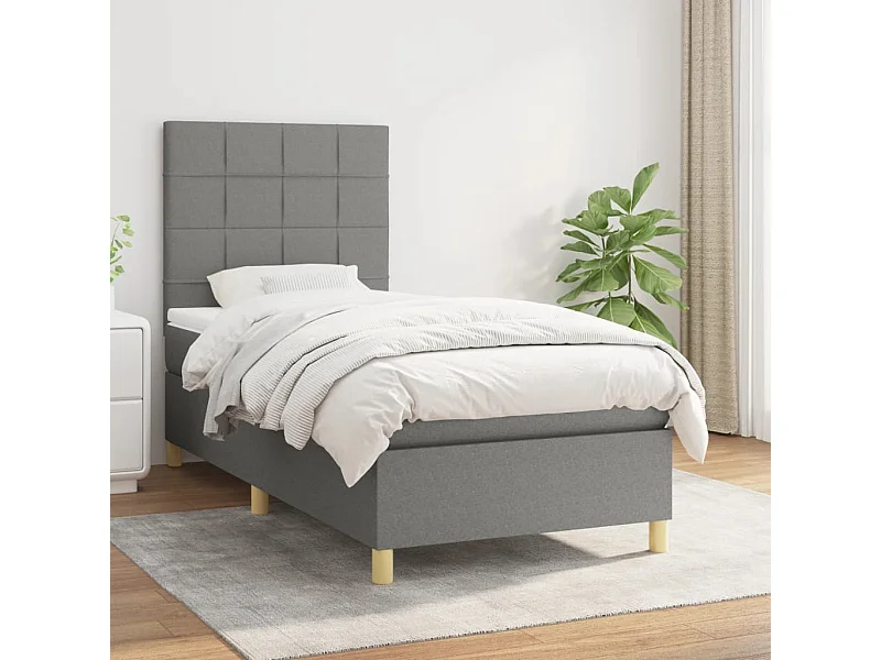 Cama continental com molas+ colchão 90x190 cm tecido cinza-escuro PT965330