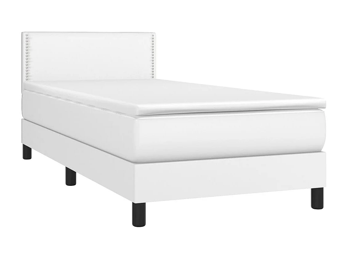 Ensemble complet boxspring - 80x200 cm + sommier tapissier + matelas Blanc Similicuir SRGW20966