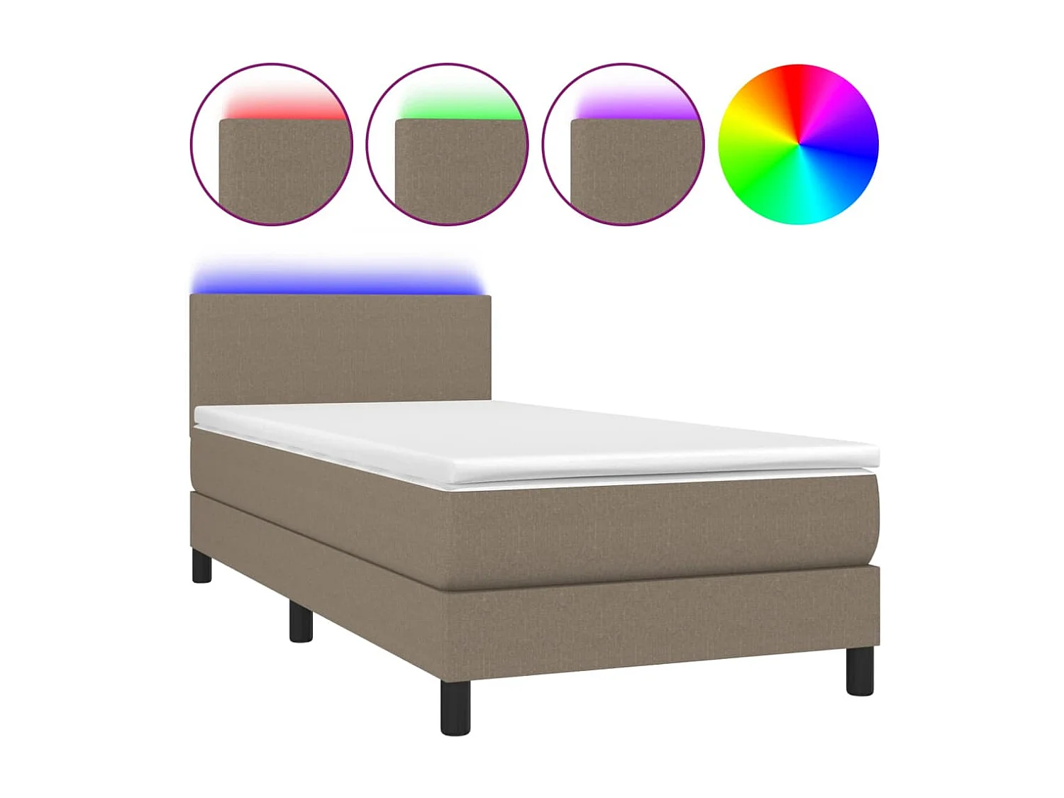 LED-Boxspringbett mit Matratze,Bett für Schlafzimmer Taupe 100x200 cm Stoff -CFW88202