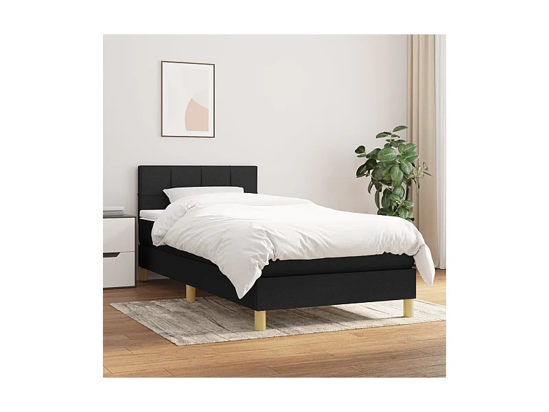 Conjunto Boxspring - 90x190 cm + Somieres + colchón tela negro ES39123