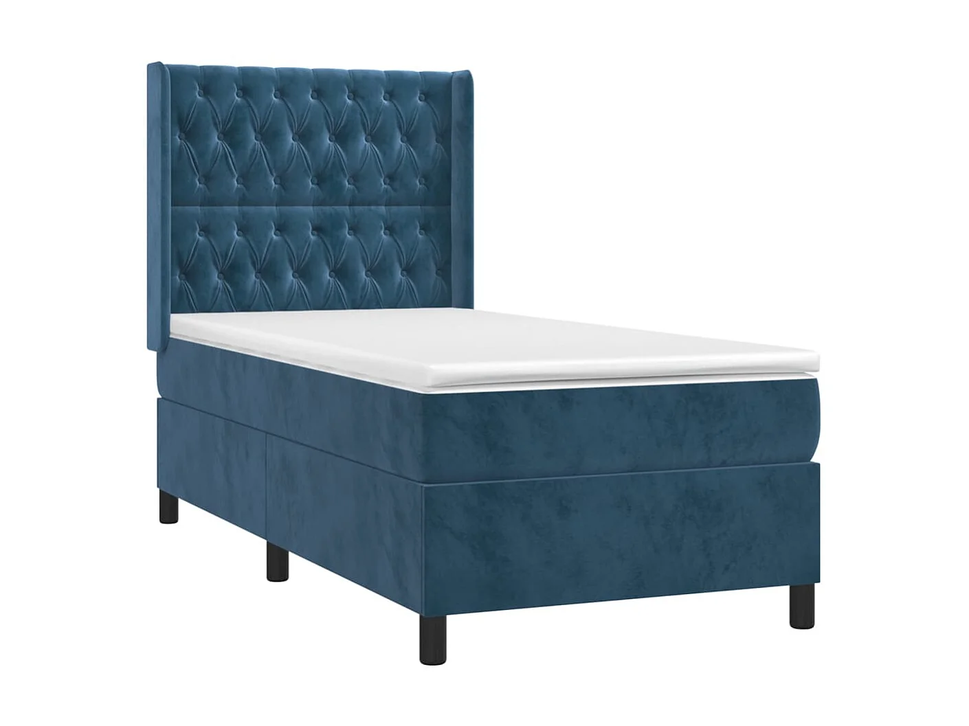 Ensemble complet boxspring - 80x200 cm + sommier tapissier + matelas Bleu foncé Velours SRGW82628