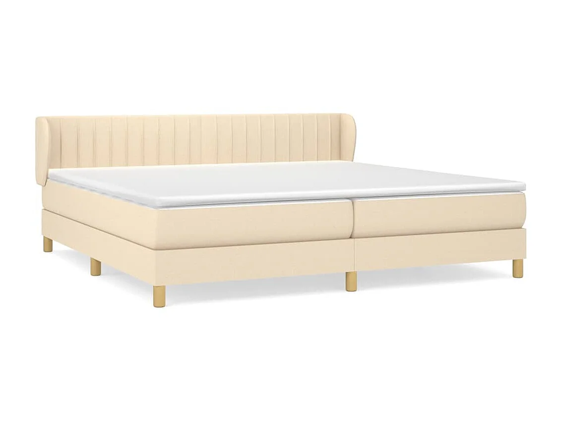 Conjunto Boxspring - 200x200 cm + Somieres + colchón tela color crema ES39712