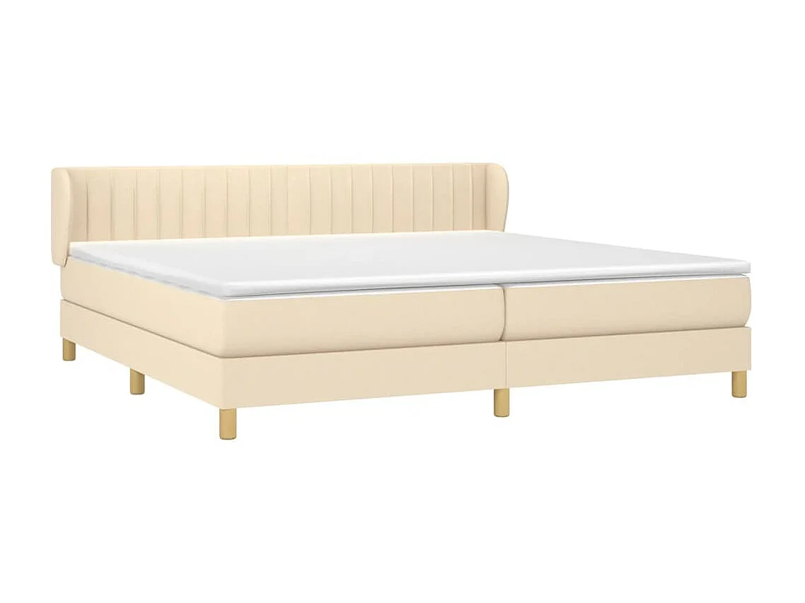 Conjunto Boxspring - 200x200 cm + Somieres + colchón tela color crema ES39712