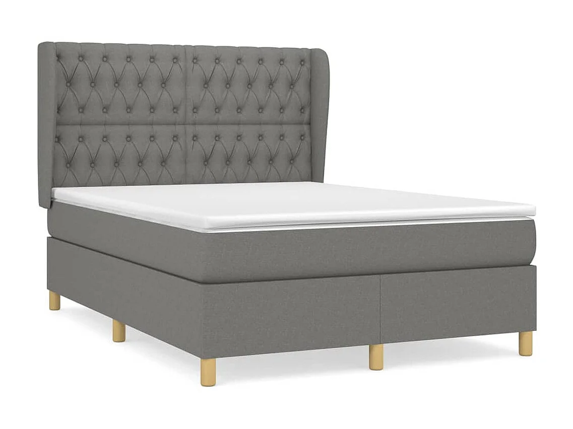 Ensemble complet boxspring - 140x190 cm + sommier tapissier + matelas Gris foncé Tissu SRGW54348