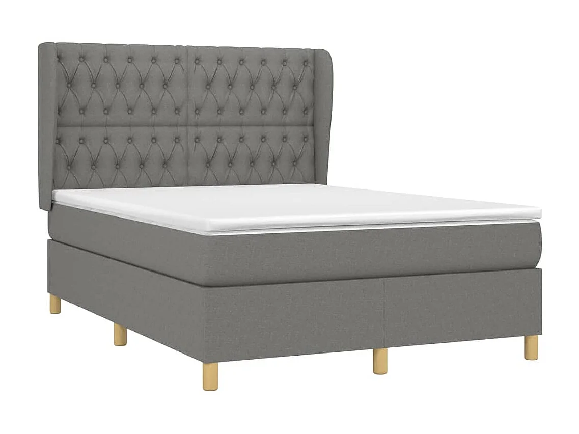 Ensemble complet boxspring - 140x190 cm + sommier tapissier + matelas Gris foncé Tissu SRGW54348