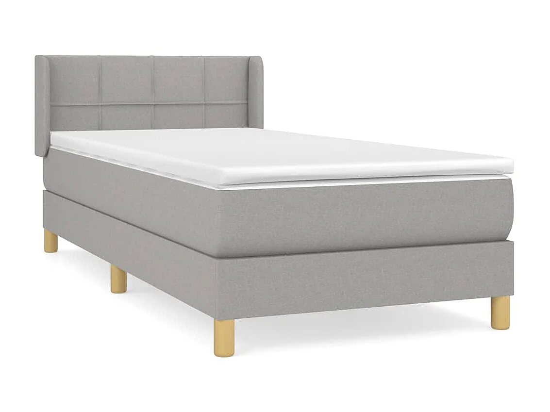 Cama continental com molas+ colchão 90x190 cm tecido cinzento-claro PT589223