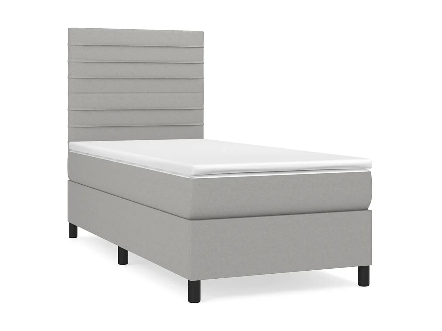 Cama continental com molas+ colchão 90x200 cm tecido cinza-claro PT373035