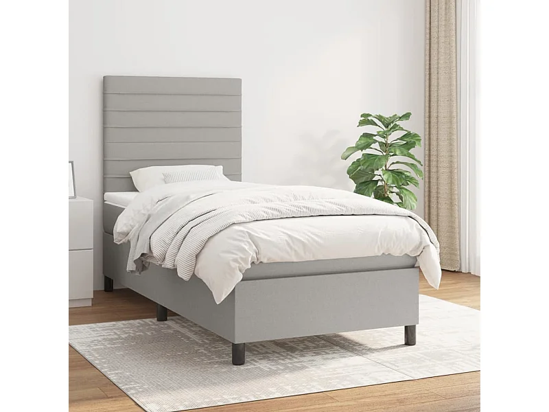 Cama continental com molas+ colchão 90x200 cm tecido cinza-claro PT373035