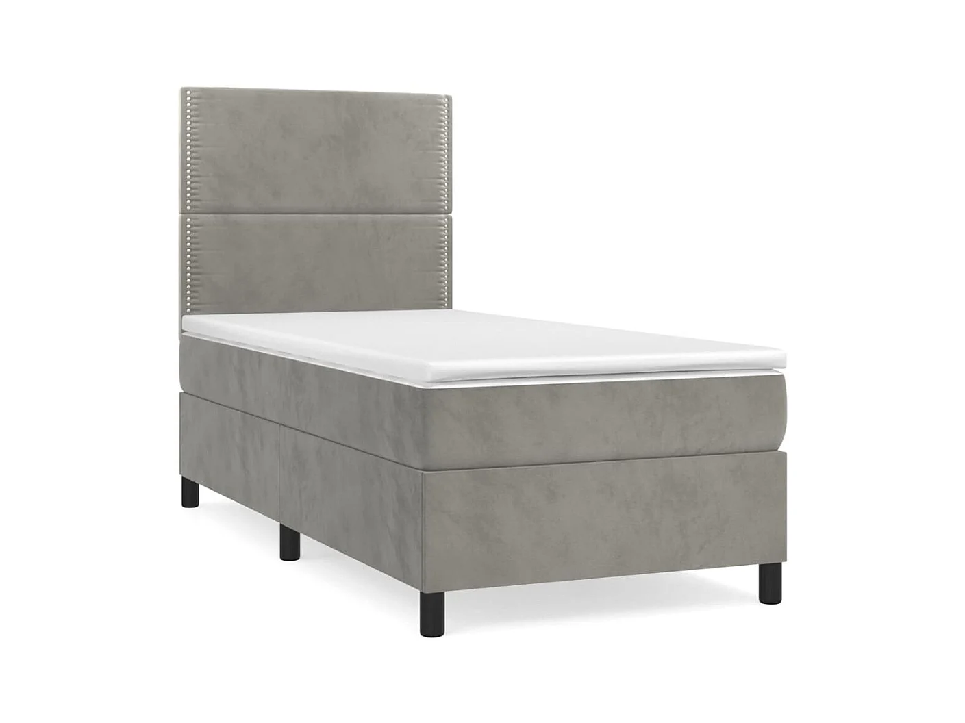 Conjunto Boxspring - 100x200 cm + Somieres + colchón terciopelo gris claro ES36991