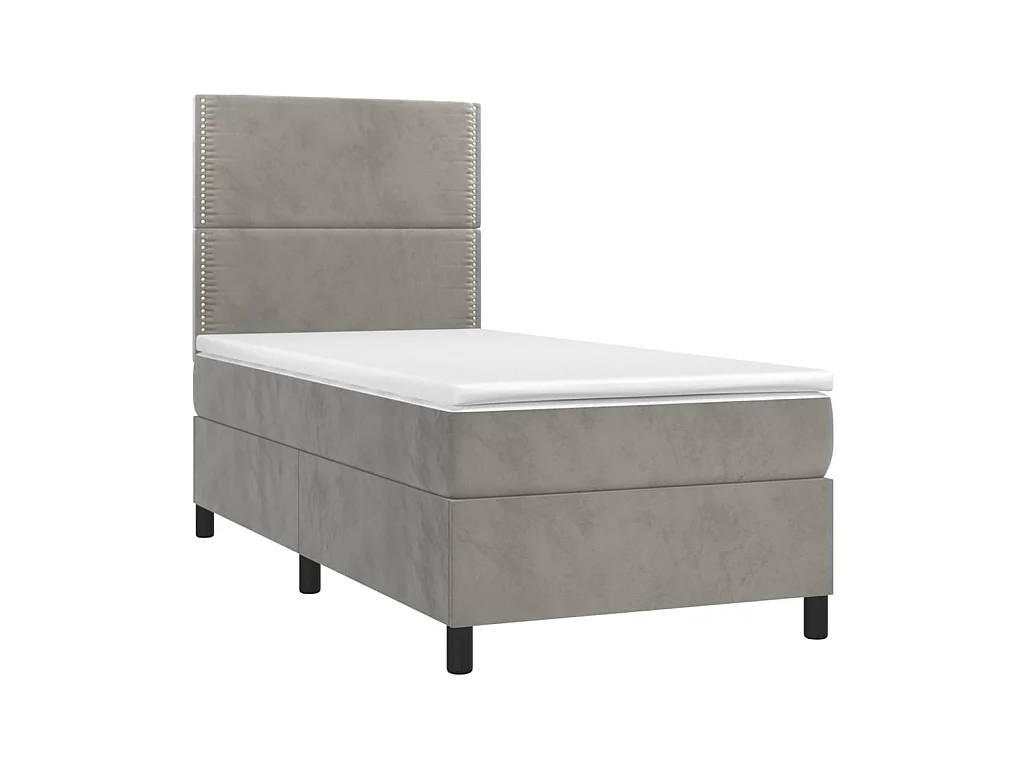 Conjunto Boxspring - 100x200 cm + Somieres + colchón terciopelo gris claro ES36991