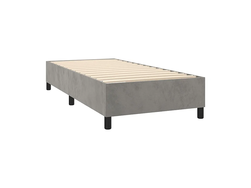 Conjunto Boxspring - 100x200 cm + Somieres + colchón terciopelo gris claro ES36991