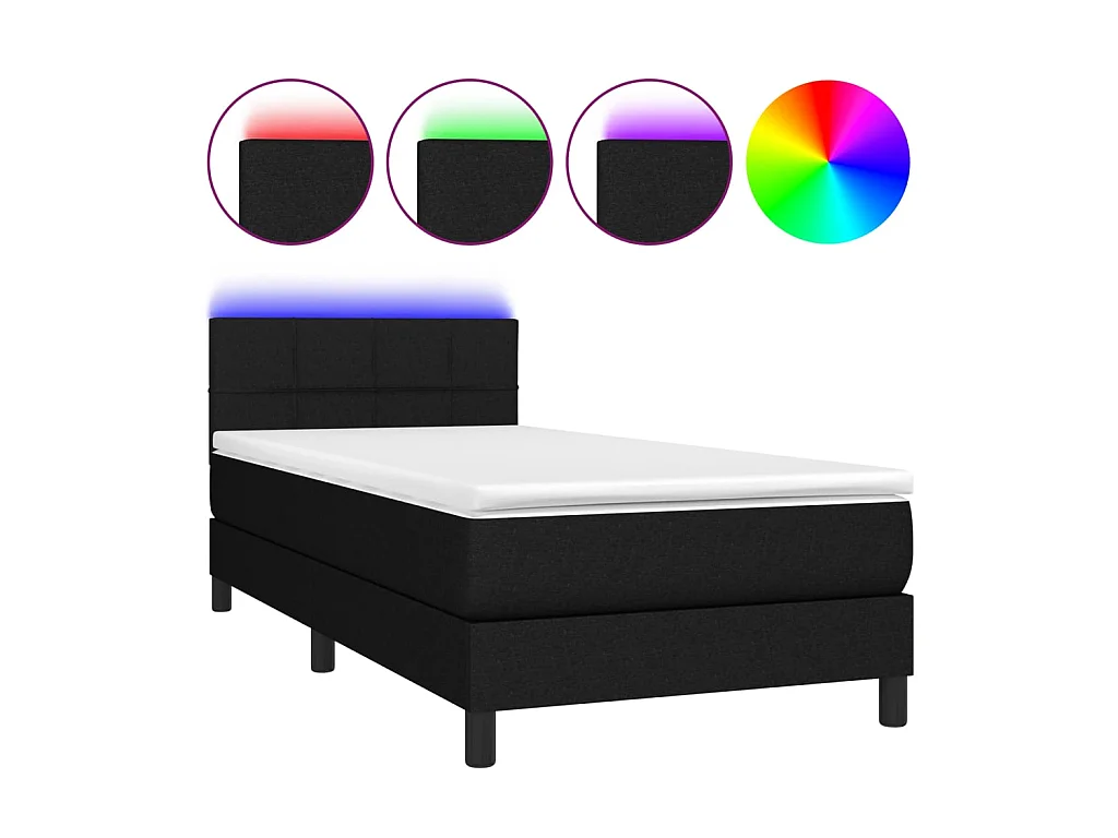LED-Boxspringbett mit Matratze,Bett für Schlafzimmer Schwarz 90x190 cm Stoff -CFW24875