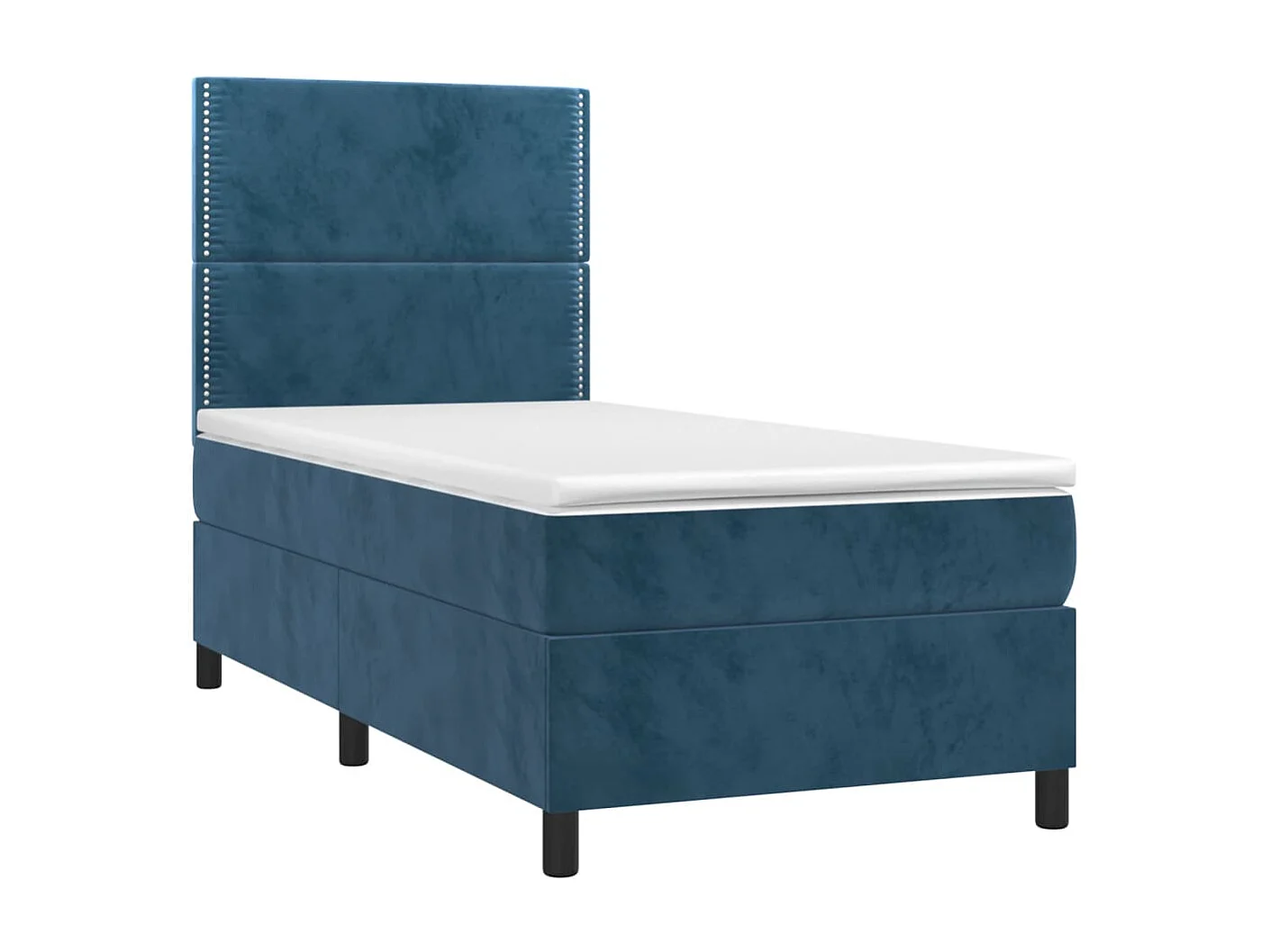 Cama continental com molas+ colchão 90x190 cm veludo azul-escuro PT787478