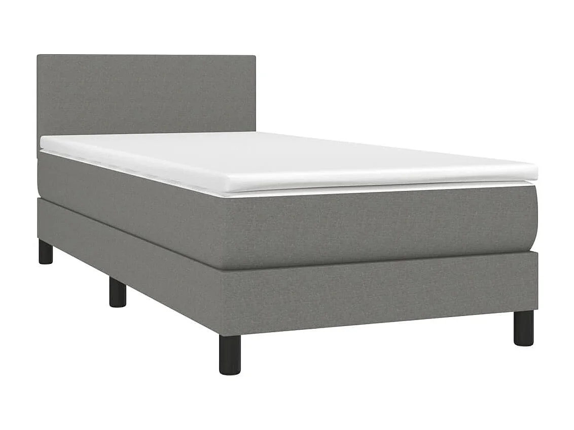 Cama continental c/ colchão e LED 90x200 cm tecido cinza-escuro PT927717