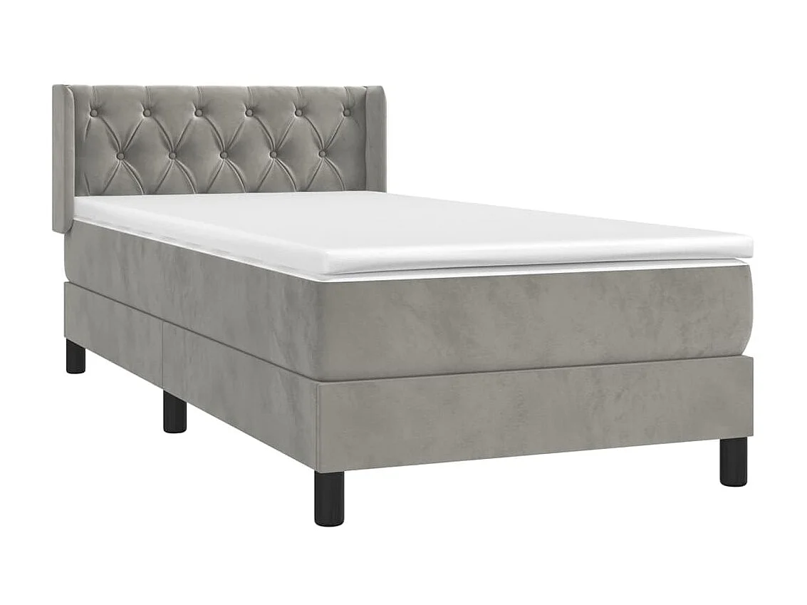Ensemble complet boxspring - 80x200 cm + sommier tapissier + matelas Gris clair Velours SRGW73636