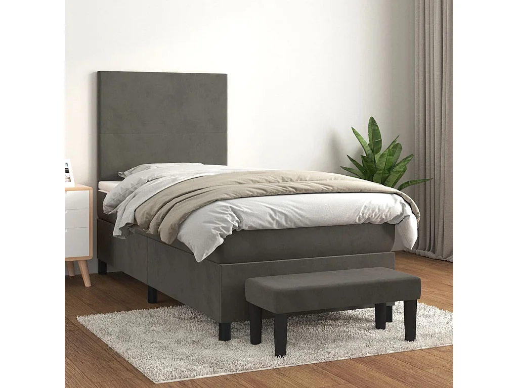 Boxspringbett mit Matratze,Bett für Schlafzimmer Dunkelgrau 80x200 cm Samt -CFW91482
