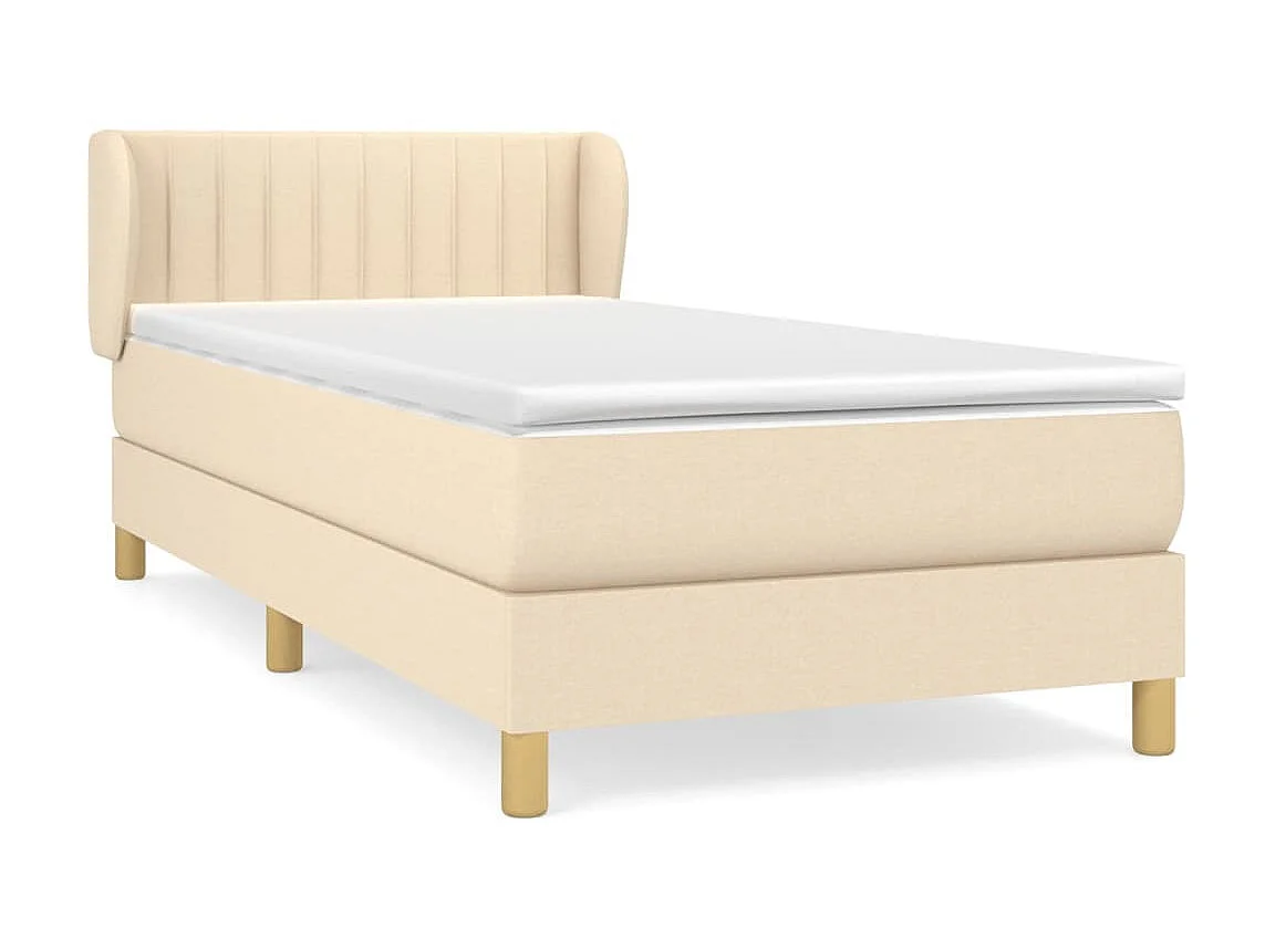 Ensemble complet boxspring - 100x200 cm + sommier tapissier + matelas Crème Tissu SRGW38020
