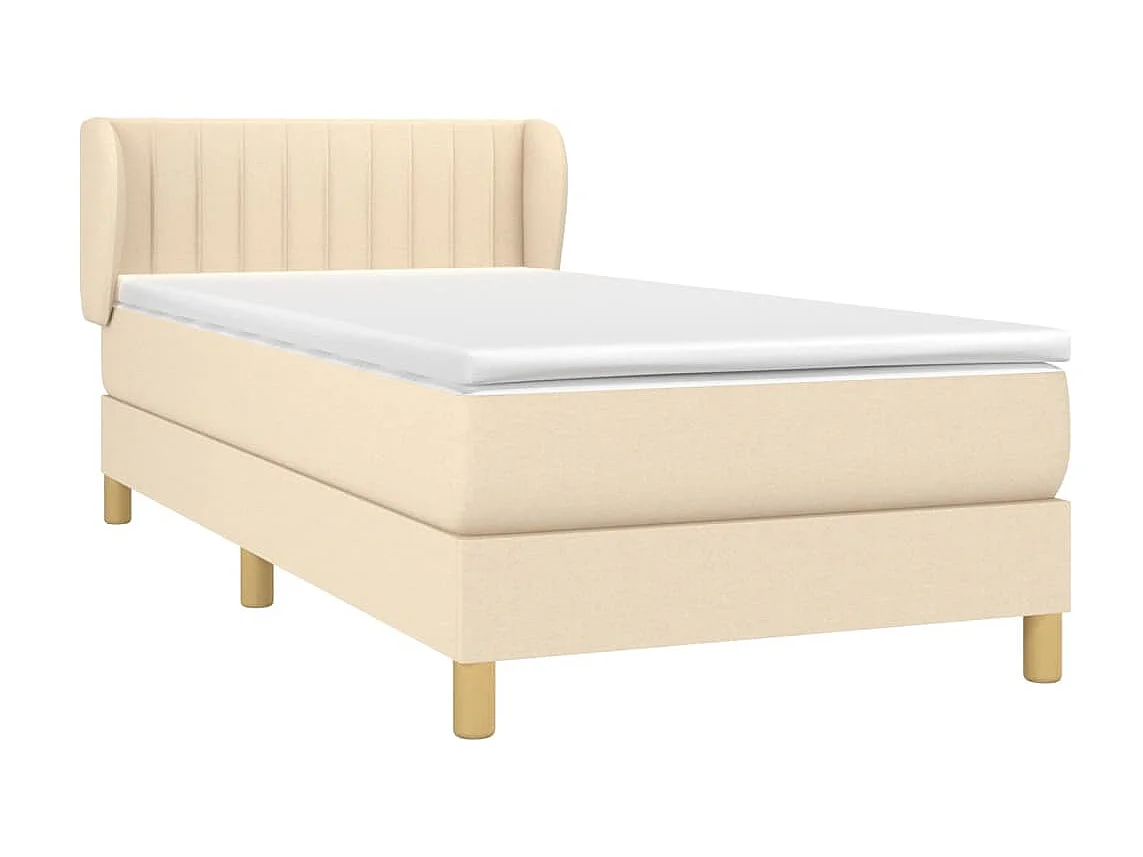 Ensemble complet boxspring - 100x200 cm + sommier tapissier + matelas Crème Tissu SRGW38020