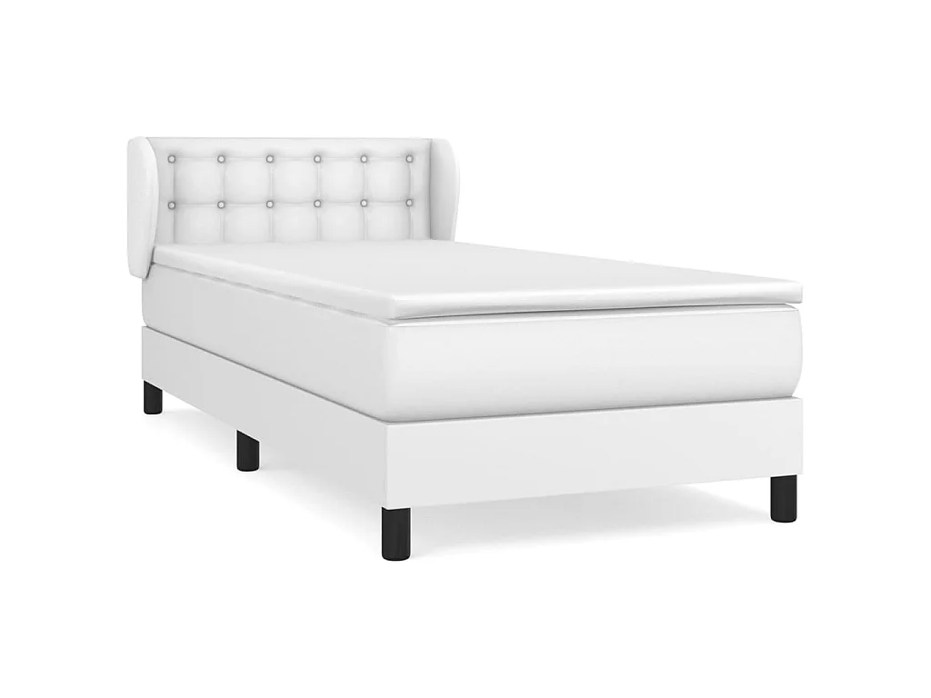 Conjunto Boxspring - 90x190 cm + Somieres + colchón cuero sintético blanco ES38770