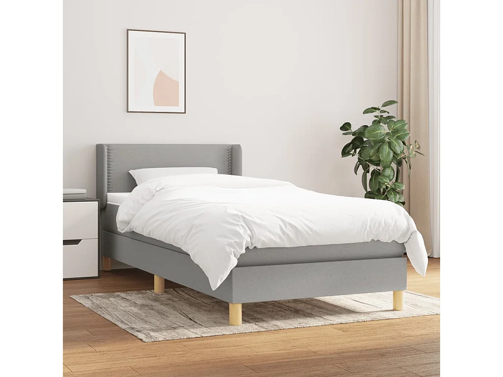 Cama continental com molas+ colchão 90x190 cm tecido cinzento-claro PT515334