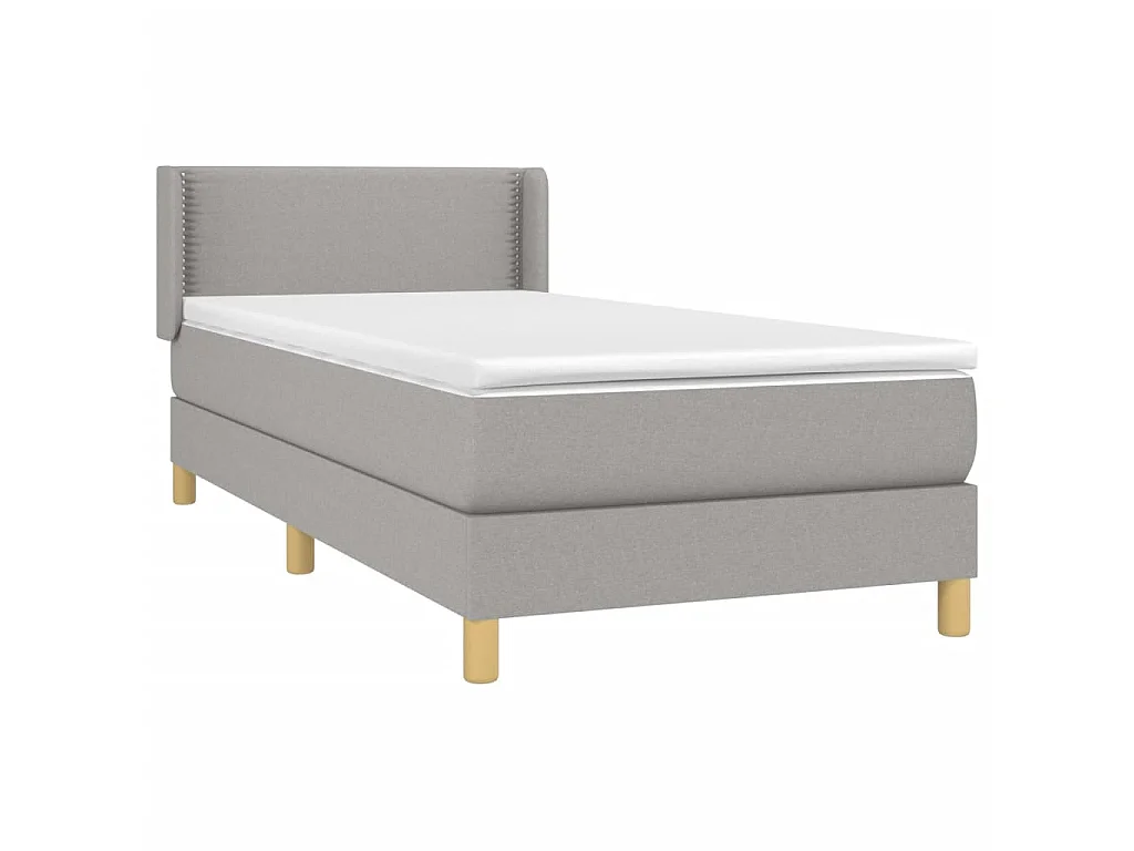 Cama continental com molas+ colchão 90x190 cm tecido cinzento-claro PT515334