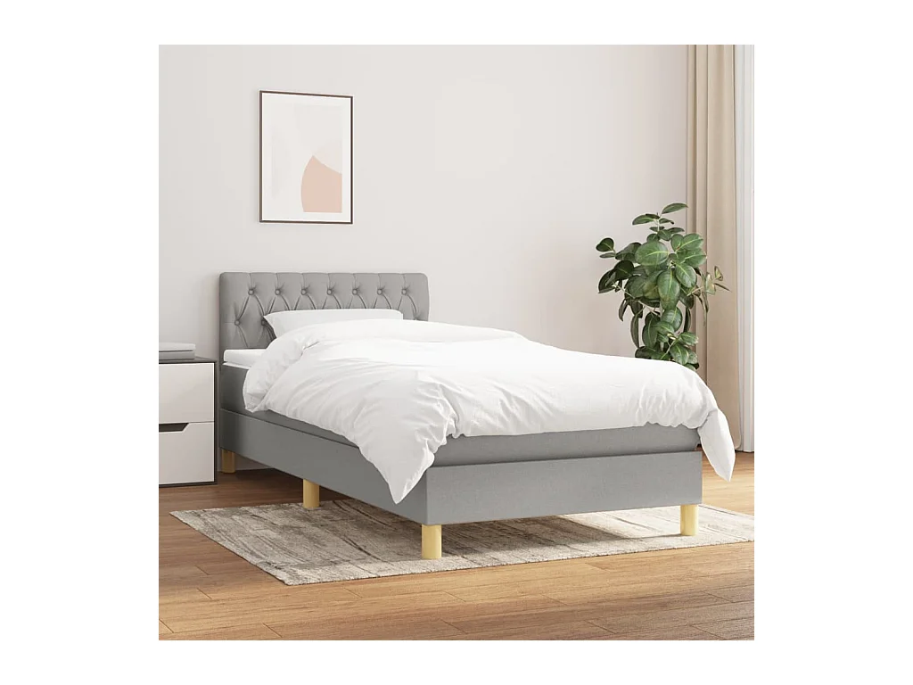 Conjunto Boxspring - 90x190 cm + Somieres + colchón tela gris claro ES35804