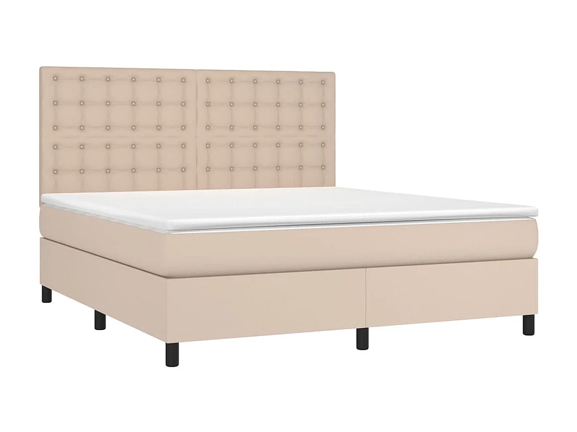 Ensemble complet boxspring - 160x200 cm + sommier à lattes de lit + matelas LED Cappuccino SRGW96632