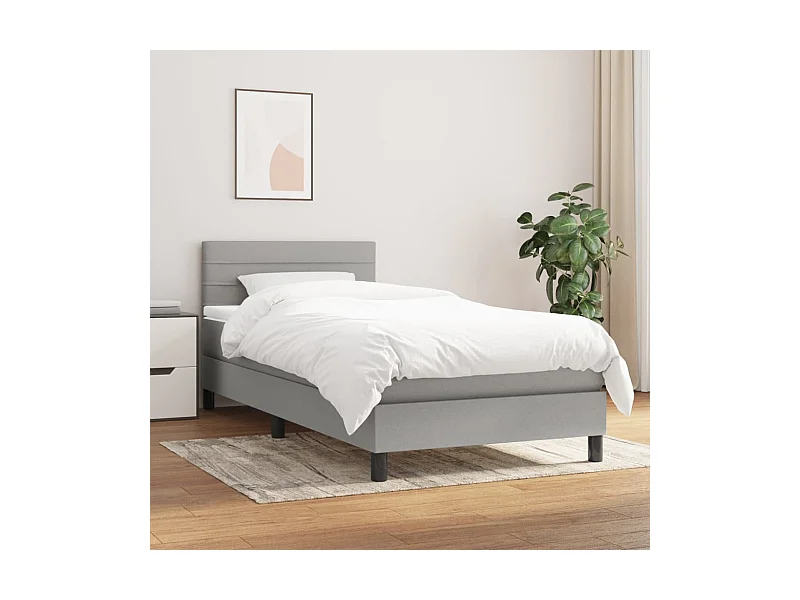 Conjunto Boxspring - 100x200 cm + Somieres + colchón tela gris claro ES37460