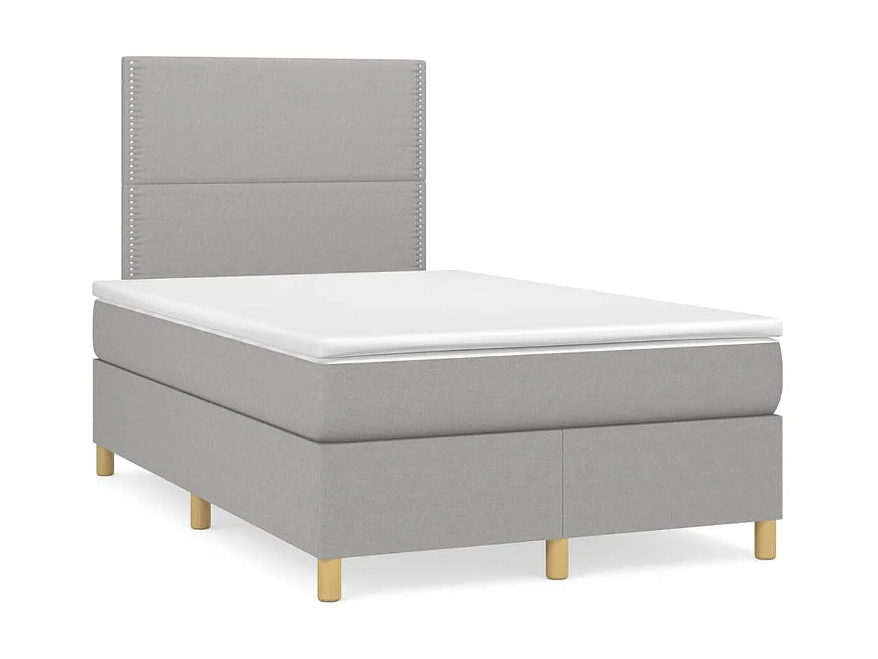Conjunto Boxspring - 120x200 cm + Somieres + colchón tela gris claro ES37391