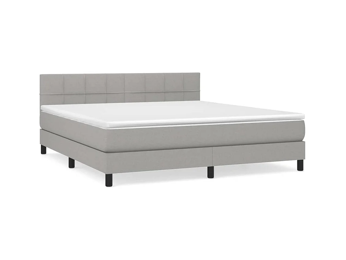Ensemble complet boxspring - 180x200 cm + sommier tapissier + matelas Gris clair Tissu SRGW74492